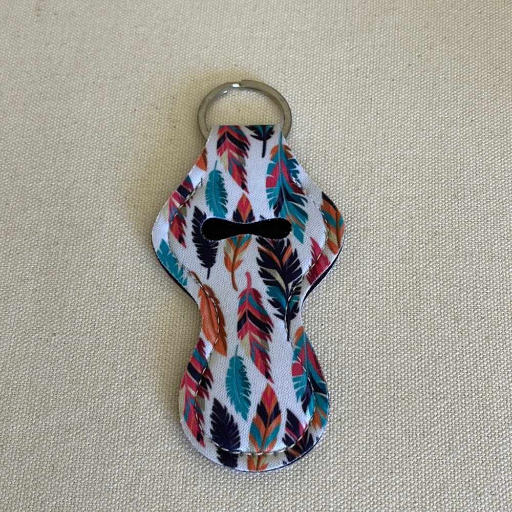 Handmade Indian Feather Print Key Chain With Secret Compartment
